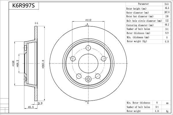 Aisin K6R997S - Bremžu diski www.autospares.lv