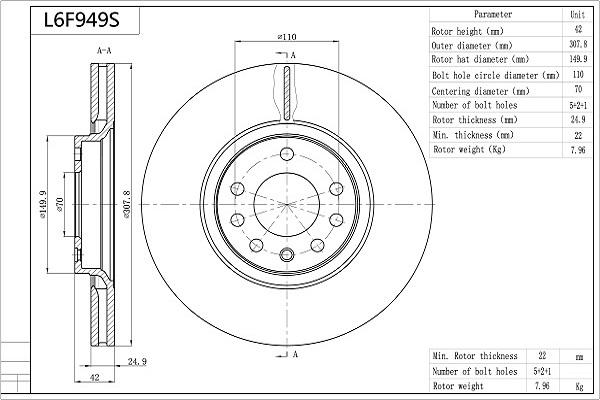 Aisin L6F949S - Тормозной диск www.autospares.lv