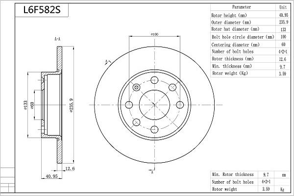 Aisin L6F582S - Bremžu diski autospares.lv