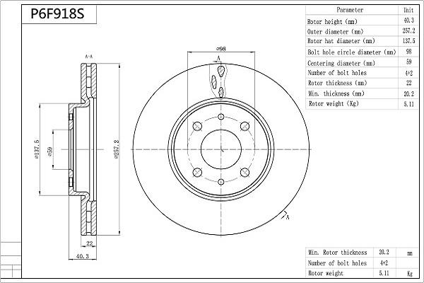 Aisin P6F918S - Bremžu diski autospares.lv