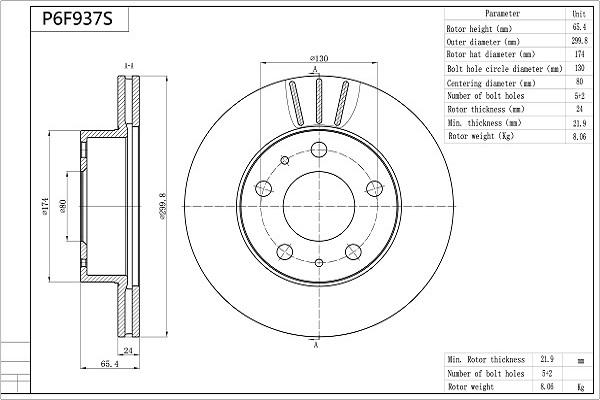 Aisin P6F937S - Bremžu diski www.autospares.lv