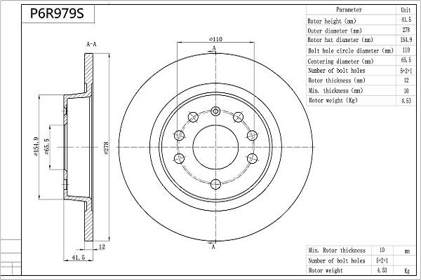 Aisin P6R979S - Bremžu diski www.autospares.lv