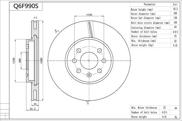 Aisin Q6F990S - Bremžu diski www.autospares.lv