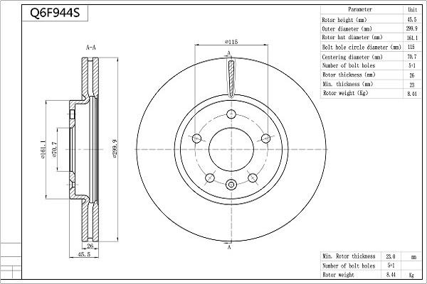 Aisin Q6F944S - Bremžu diski www.autospares.lv