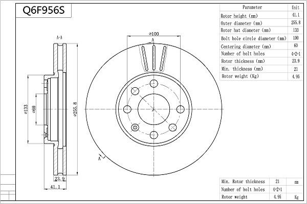 Aisin Q6F956S - Bremžu diski autospares.lv