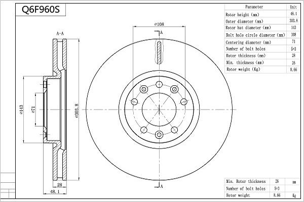 Aisin Q6F960S - Bremžu diski autospares.lv