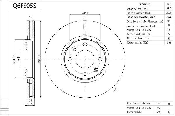 Aisin Q6F905S - Bremžu diski www.autospares.lv