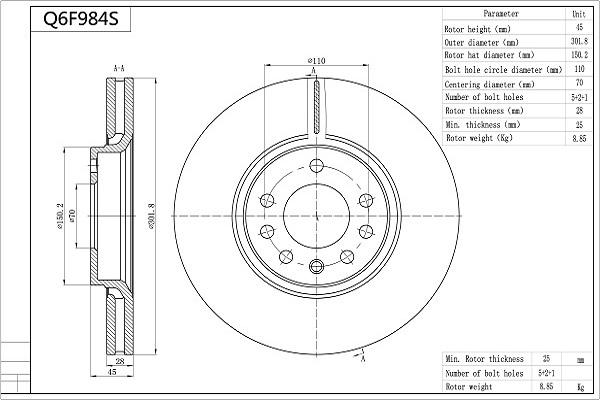 Aisin Q6F984S - Bremžu diski www.autospares.lv