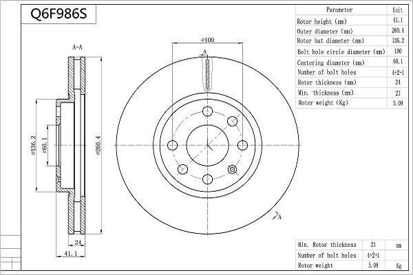 Aisin Q6F986S - Bremžu diski autospares.lv