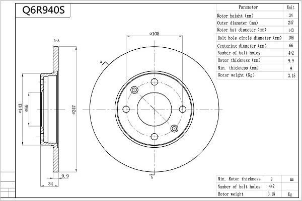 Aisin Q6R940S - Bremžu diski www.autospares.lv