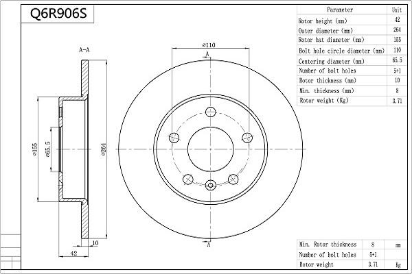 Aisin Q6R906S - Bremžu diski www.autospares.lv