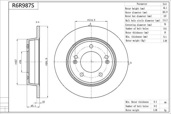 Aisin R6R987S - Bremžu diski www.autospares.lv