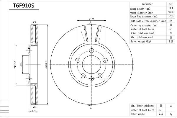 Aisin T6F910S - Bremžu diski www.autospares.lv