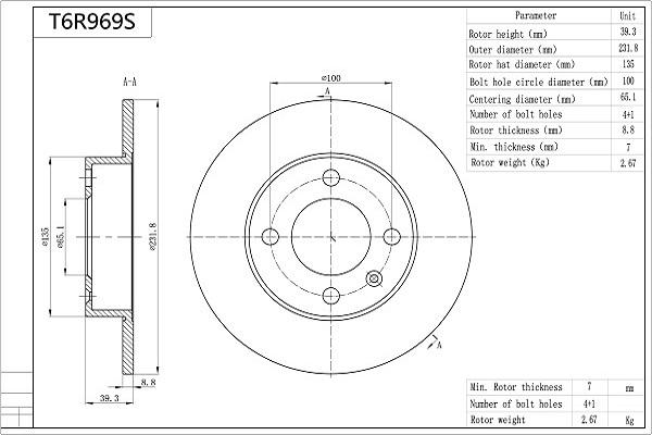 Aisin T6R969S - Bremžu diski www.autospares.lv