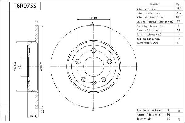 Aisin T6R975S - Bremžu diski www.autospares.lv