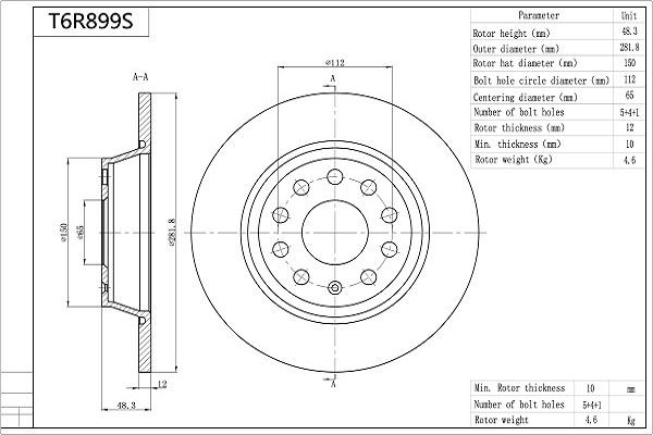 Aisin T6R899S - Bremžu diski www.autospares.lv