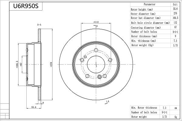 Aisin U6R950S - Bremžu diski www.autospares.lv