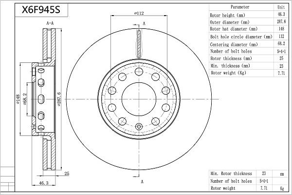 Aisin X6F945S - Brake Disc www.autospares.lv