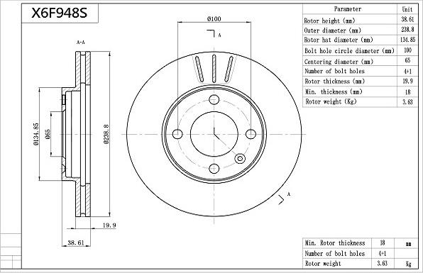 Aisin X6F948S - Тормозной диск www.autospares.lv