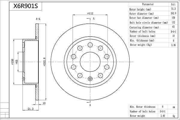 Aisin X6R901S - Bremžu diski www.autospares.lv