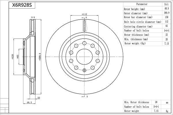 Aisin X6R928S - Bremžu diski www.autospares.lv