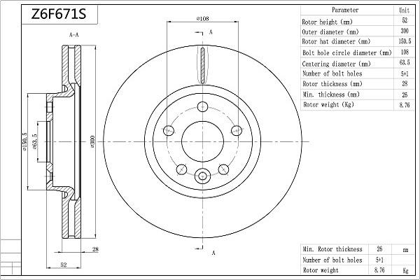 Aisin Z6F671S - Bremžu diski www.autospares.lv