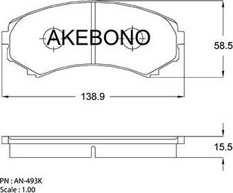 Akebono AN-493K - Тормозные колодки, дисковые, комплект www.autospares.lv