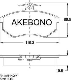 Akebono AN-4406K - Bremžu uzliku kompl., Disku bremzes autospares.lv