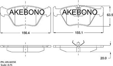 Akebono AN-4435KE - Bremžu uzliku kompl., Disku bremzes www.autospares.lv