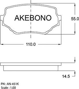 Akebono AN-451K - Тормозные колодки, дисковые, комплект www.autospares.lv