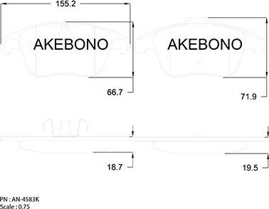 Akebono AN-4583K - Тормозные колодки, дисковые, комплект www.autospares.lv