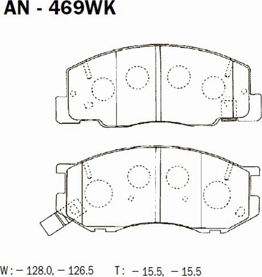 Akebono AN-469WK - Brake Pad Set, disc brake www.autospares.lv