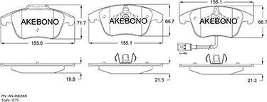 Akebono AN-4682WK - Тормозные колодки, дисковые, комплект www.autospares.lv