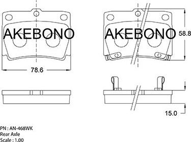 Akebono AN-468WK - Bremžu uzliku kompl., Disku bremzes www.autospares.lv