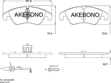 Akebono AN-4622WK - Тормозные колодки, дисковые, комплект www.autospares.lv