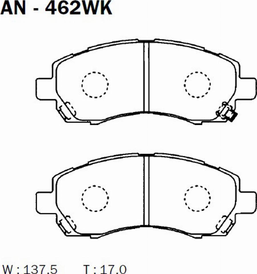 Akebono AN-462WK - Bremžu uzliku kompl., Disku bremzes www.autospares.lv