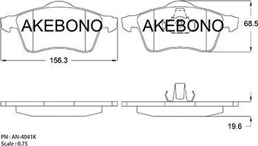 Akebono AN-4041KE - Bremžu uzliku kompl., Disku bremzes autospares.lv