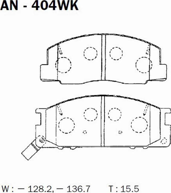 Akebono AN-404WK - Brake Pad Set, disc brake www.autospares.lv