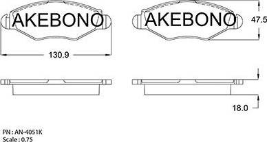 Akebono AN-4051K - Тормозные колодки, дисковые, комплект www.autospares.lv