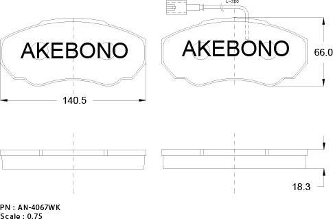 Akebono AN-4067WKE - Тормозные колодки, дисковые, комплект www.autospares.lv