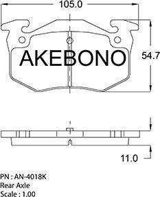 Akebono AN-4018K - Bremžu uzliku kompl., Disku bremzes autospares.lv