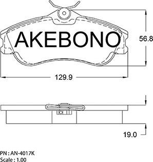 Akebono AN-4017KE - Bremžu uzliku kompl., Disku bremzes autospares.lv