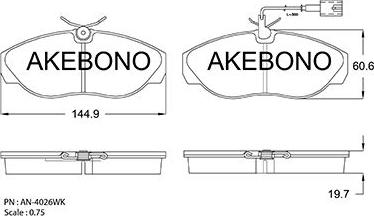 Akebono AN-4026WKE - Brake Pad Set, disc brake www.autospares.lv