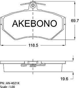 Akebono AN-4021K - Bremžu uzliku kompl., Disku bremzes www.autospares.lv