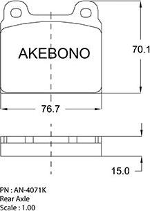 Akebono AN-4071KE - Bremžu uzliku kompl., Disku bremzes www.autospares.lv