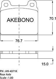 Akebono AN-4071K - Bremžu uzliku kompl., Disku bremzes www.autospares.lv