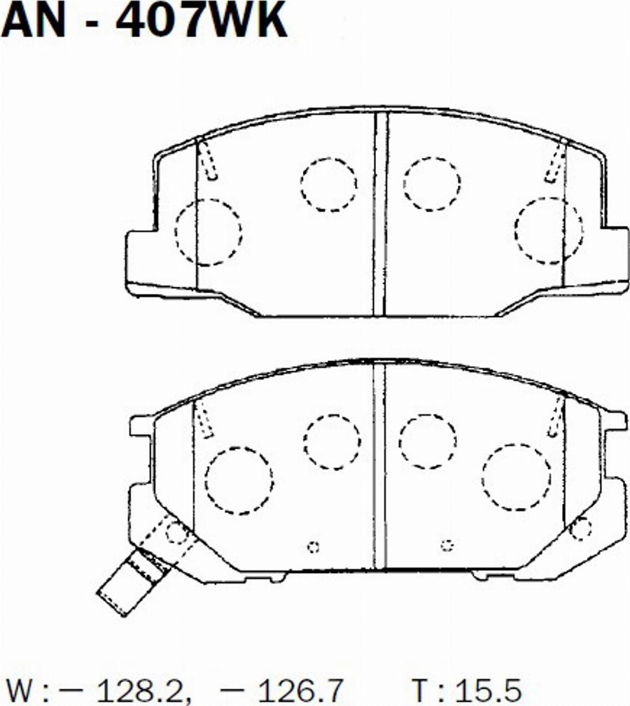 Akebono AN-407WK - Brake Pad Set, disc brake www.autospares.lv