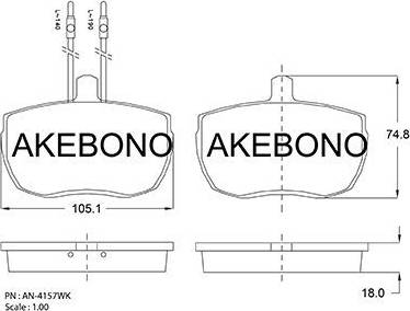 Akebono AN-4157WK - Тормозные колодки, дисковые, комплект www.autospares.lv