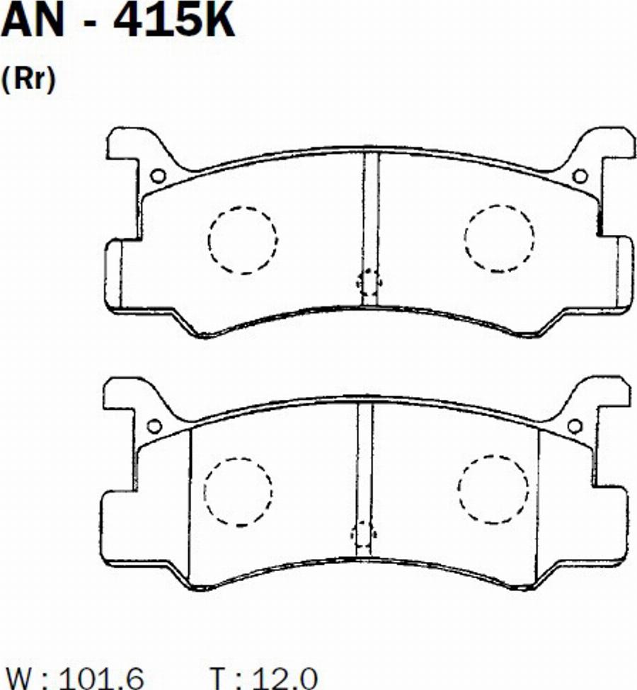 Akebono AN-415K - Bremžu uzliku kompl., Disku bremzes autospares.lv