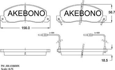 Akebono AN-4188WKE - Bremžu uzliku kompl., Disku bremzes autospares.lv